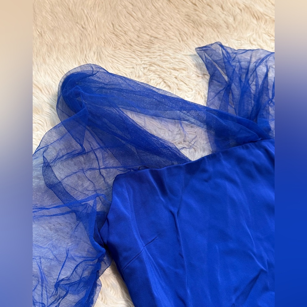 NWT Cushnie et Ochs Indigo Off Shoulder Tulle Pencil Dress - Size 0 - Picture 5 of 9